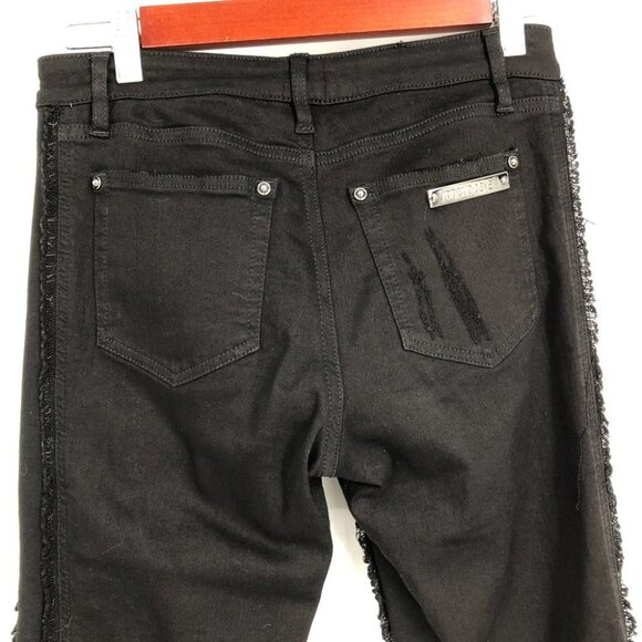 Roberto Cavalli Black Distressed Fringe Skinny Jeans w/ Frayed Trim detail - Picture 14 of 16